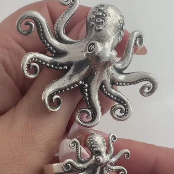 Silver Octopus Pendant, 925 Sterling Silver Kraken Pendant, Giant Squid Charm, The Symbol of Intelligence, Graduation outlet Gift for Her