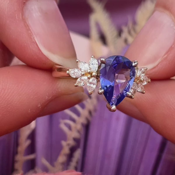 Tanzanite and Diamond Snow Queen ring in 14ct Gold and Platinum