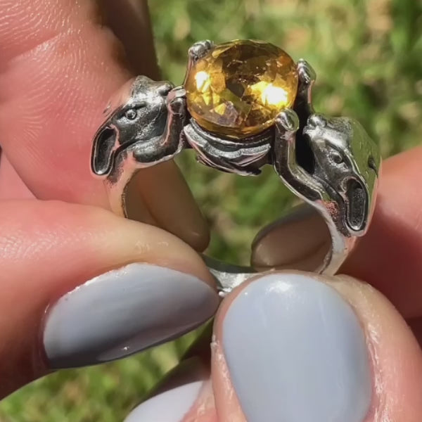 Lucky Bunny ring with Citrine in Sterling Silver