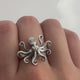 Mini Kraken Octopus ring in Sterling Silver