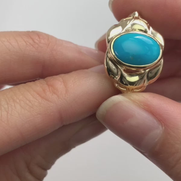 Turquoise Egyptian Fox ring in 9 carat Gold