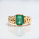 2.6 carat Emerald Golden Snake Bridge ring in 18 carat Gold