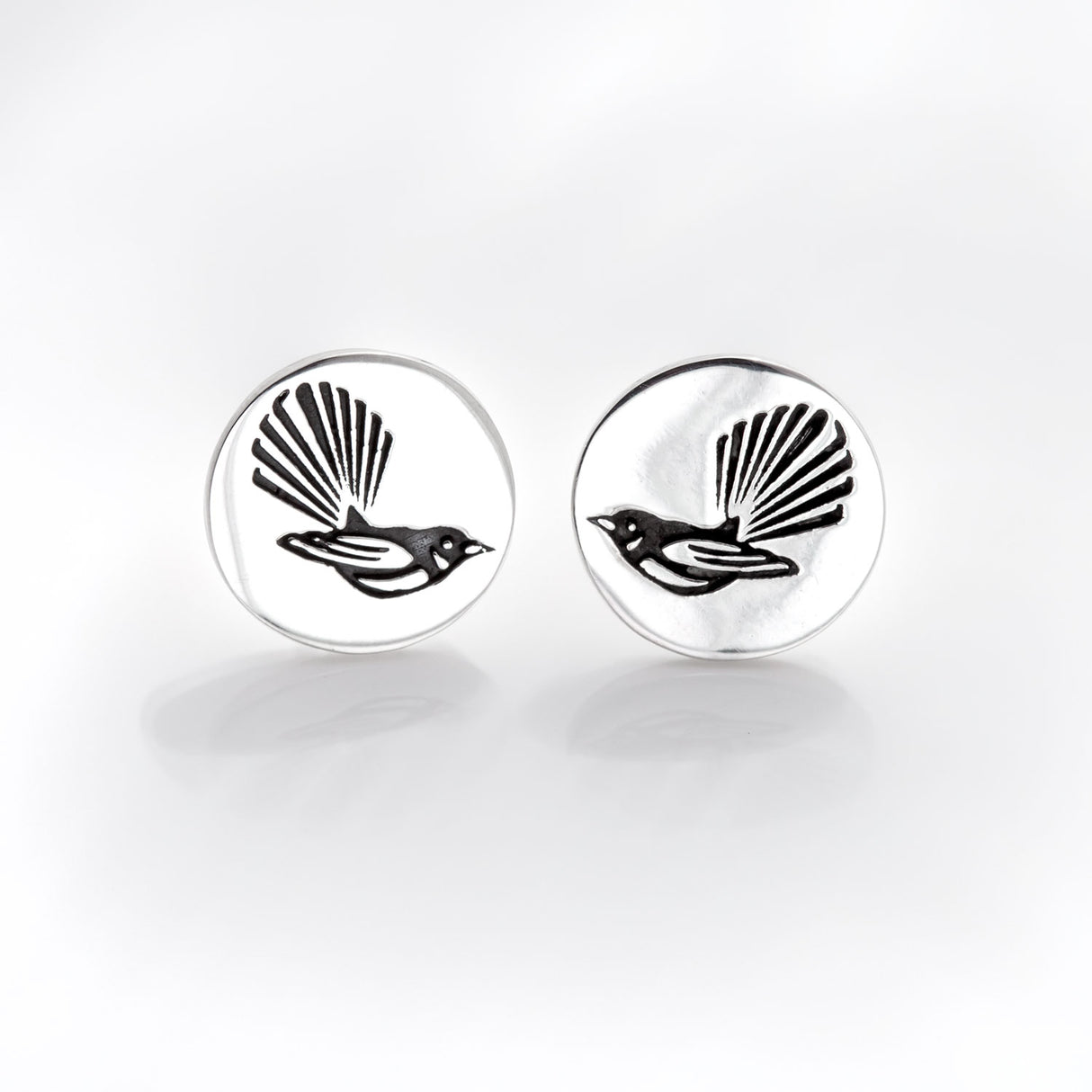 Fantail Disc Studs in Sterling Silver