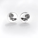 Fantail Disc Studs in Sterling Silver