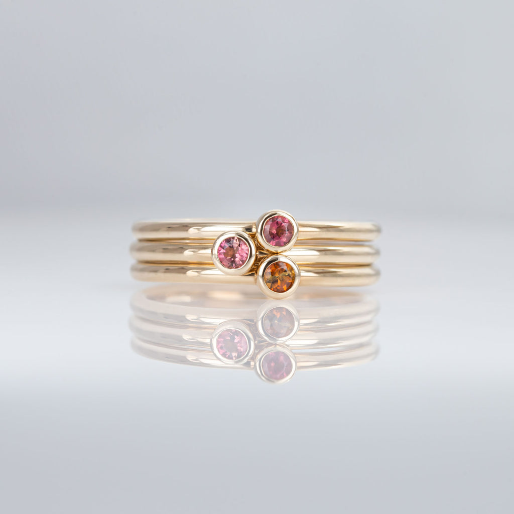 Marmalade 3 Muses ring with Tourmalines set in 9 carat Yellow Gold