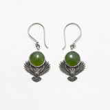 Pounamu Owl Guardian Earrings in Sterling Silver