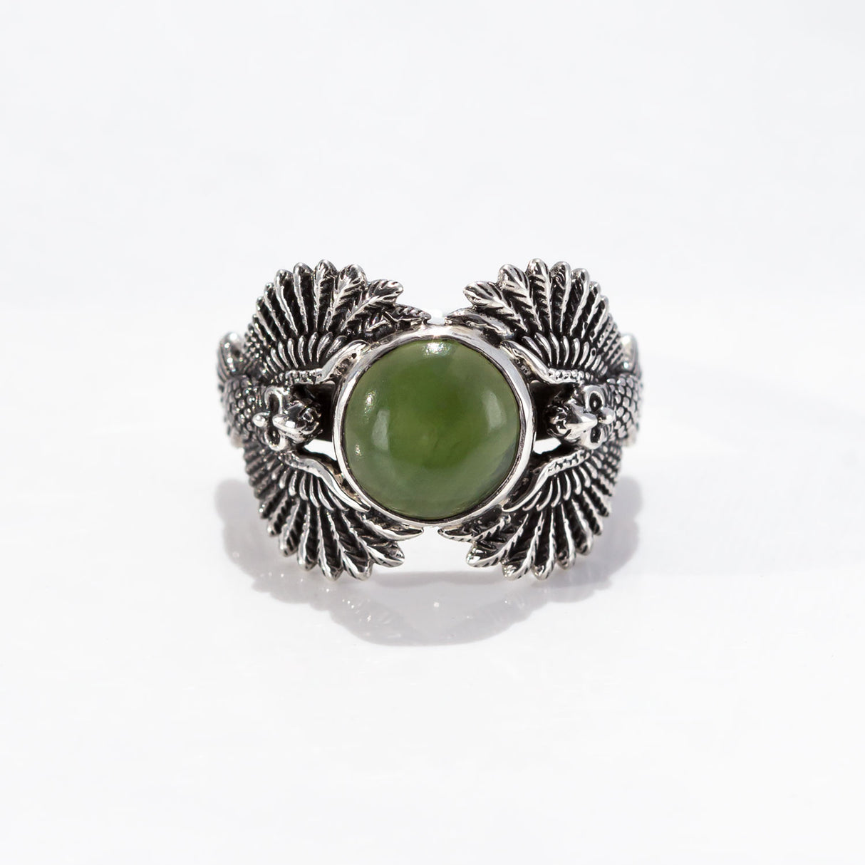 Pounamu Owl Guardian Ring in Sterling Silver