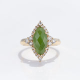 Pounamu Marquis and Diamond Starlight ring in Yellow Gold or Platinum