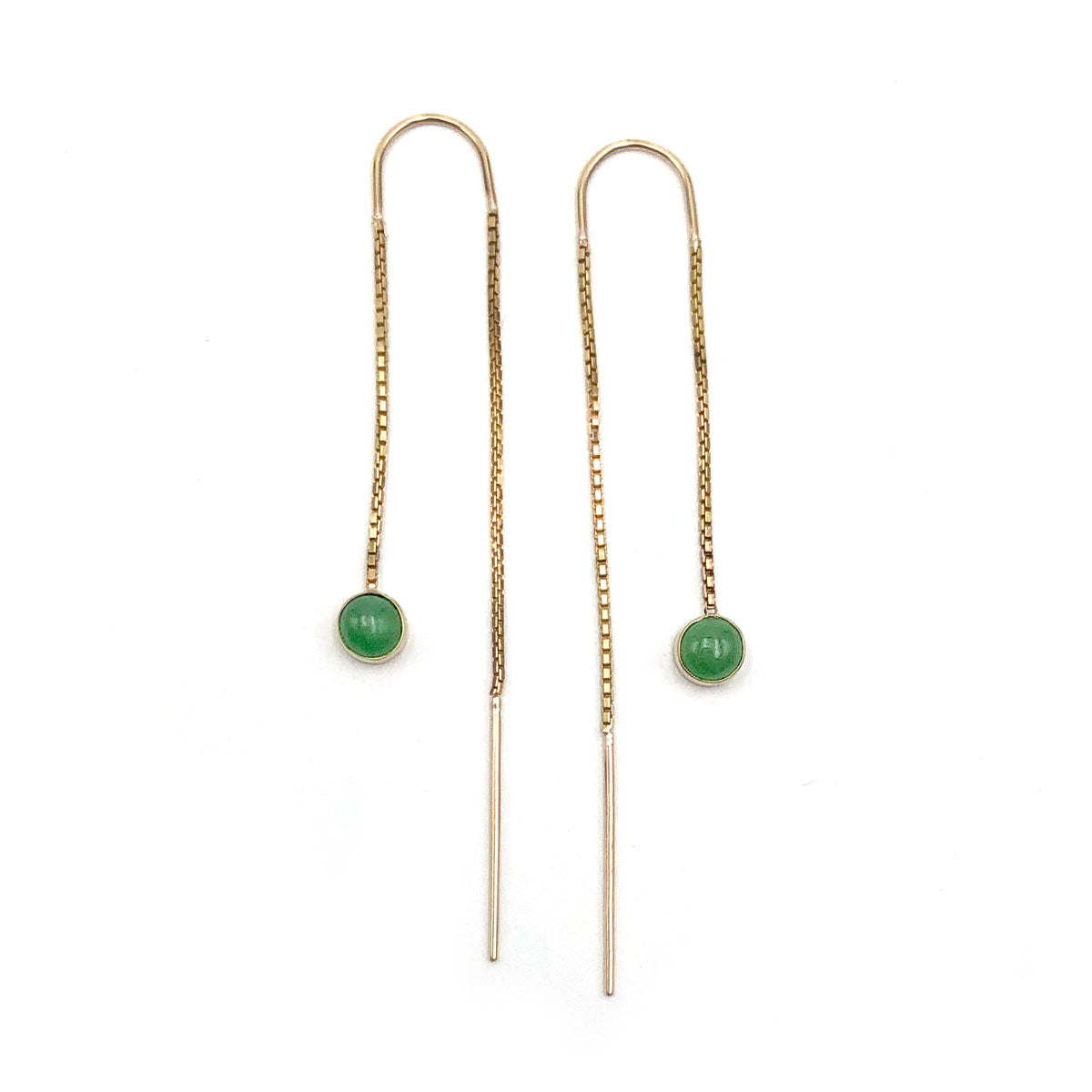 14 carat Gold Pounamu Dot Chain Earrings