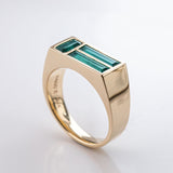 Blue Tourmaline Mosaic Signet ring in solid 9 carat Gold