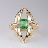 1.13 carat Tsavorite Twin Phoenix ring in 9 carat Gold