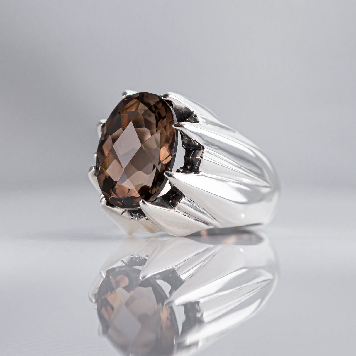 Smokey Quartz Large Star Claw Ring