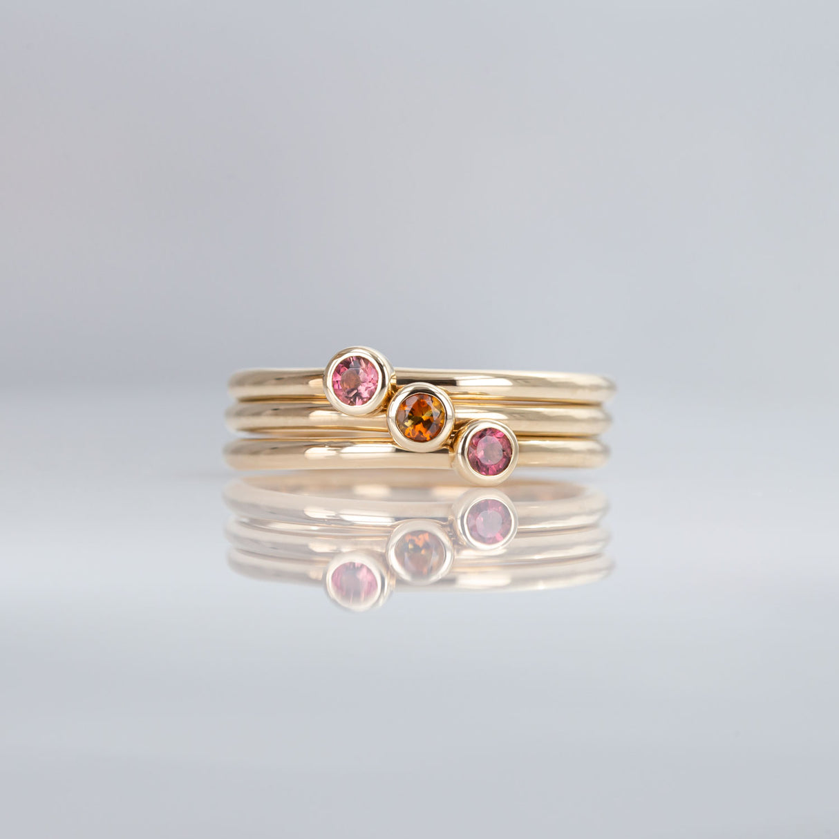 Marmalade 3 Muses ring with Tourmalines set in 9 carat Yellow Gold