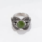 Pounamu Owl Guardian Ring in Sterling Silver