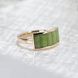 Unfolding Light ring with Pounamu in Yellow Gold or Platinum