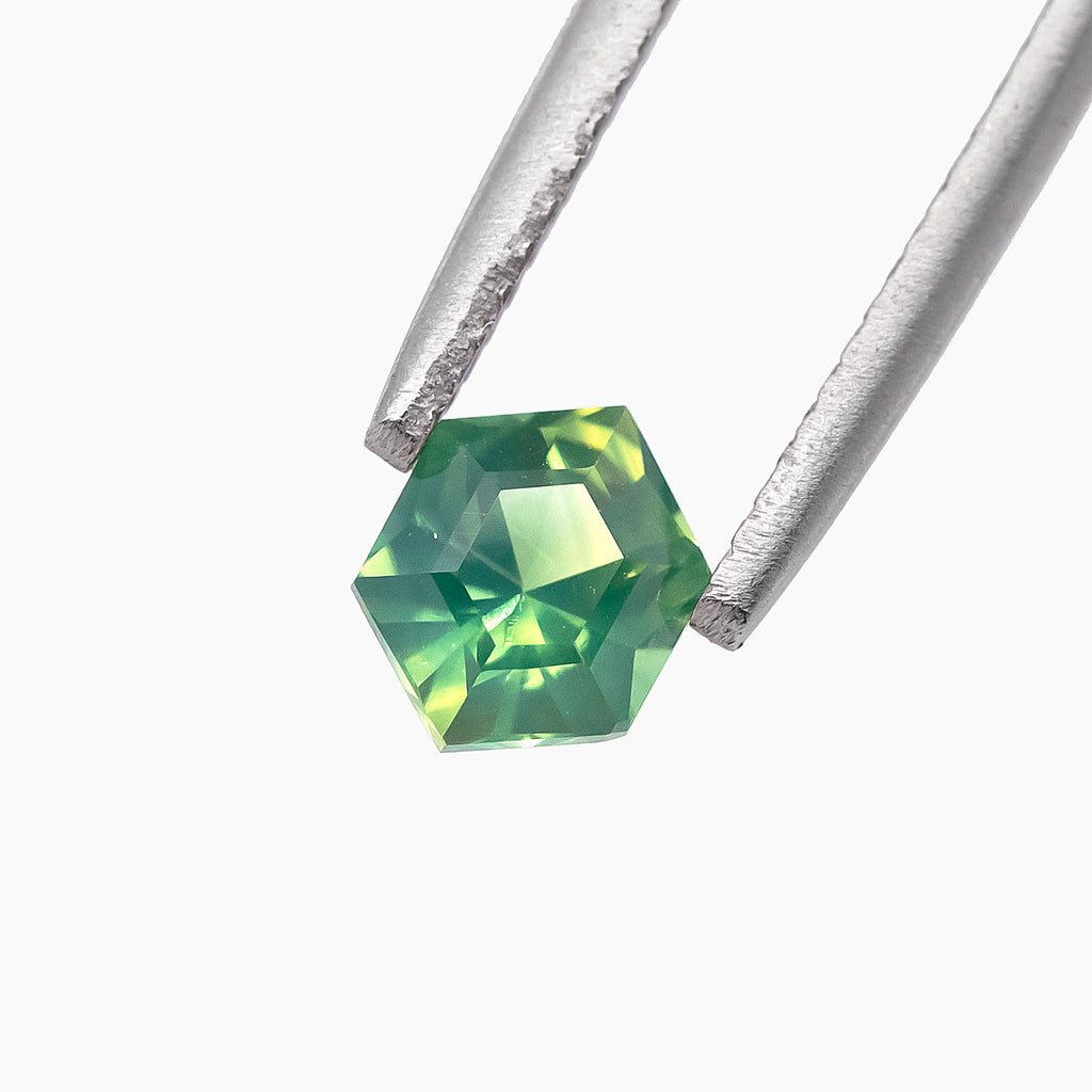 Yellow/Green and Blue Parti Sapphire Hexagonal faceted 1.09 carat