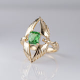 1.13 carat Tsavorite Twin Phoenix ring in 9 carat Gold