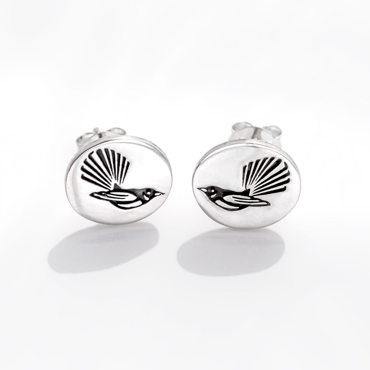 Fantail Disc Studs in Sterling Silver