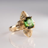 3.58 carat Green Tourmaline Gloria ring in 9 carat Gold