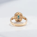 1.35 carat Teal Sapphire Twin Scarab ring with Diamonds in 18 carat Gold