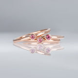 Tea Party Pink 3 Muses ring with Tourmalines set in 9 carat Rose Gold