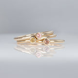 Watermelon 3 Muses ring with Tourmalines set in 9 carat Yellow Gold