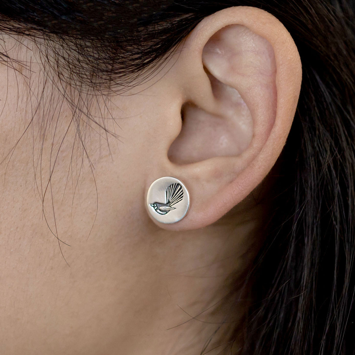 Fantail Disc Studs in Sterling Silver