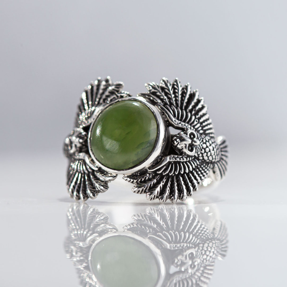 Pounamu Owl Guardian Ring in Sterling Silver