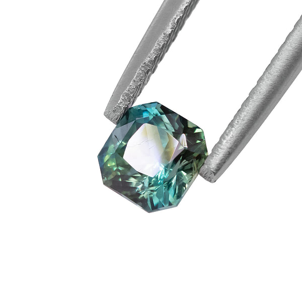 Blue/Green Parti Sapphire Square Radiant cut 1.42 carat