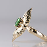 1.13 carat Tsavorite Twin Phoenix ring in 9 carat Gold