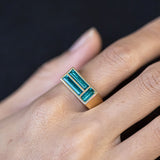 Blue Tourmaline Mosaic Signet ring in solid 9 carat Gold