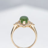 Pounamu Marquis and Diamond Starlight ring in Yellow Gold or Platinum