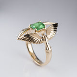 1.13 carat Tsavorite Twin Phoenix ring in 9 carat Gold