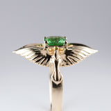 1.13 carat Tsavorite Twin Phoenix ring in 9 carat Gold