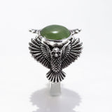 Pounamu Owl Guardian Ring in Sterling Silver