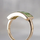 Unfolding Light ring with Pounamu in Yellow Gold or Platinum