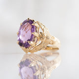 7.6 carat Amethyst Owl Guardian ring in 9 carat Yellow Gold