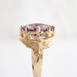 7.6 carat Amethyst Owl Guardian ring in 9 carat Yellow Gold