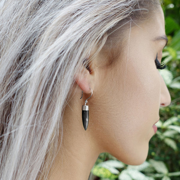 Black Pounamu Point Earrings