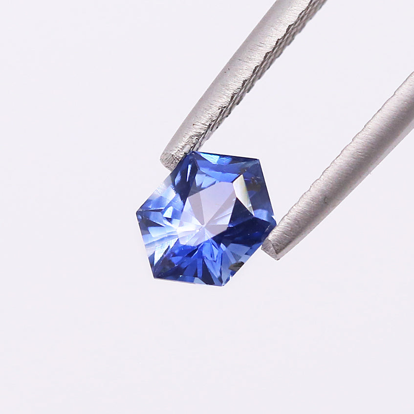 Bright Royal Blue Sapphire Hexagonal Faceted cut 1.20 carat