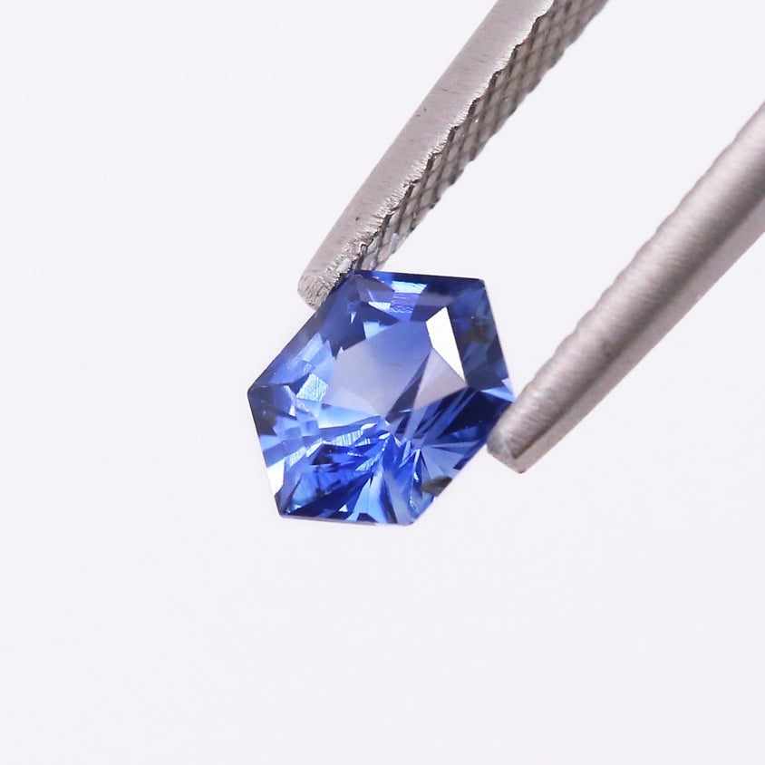 Bright Royal Blue Sapphire Hexagonal Faceted cut 1.20 carat