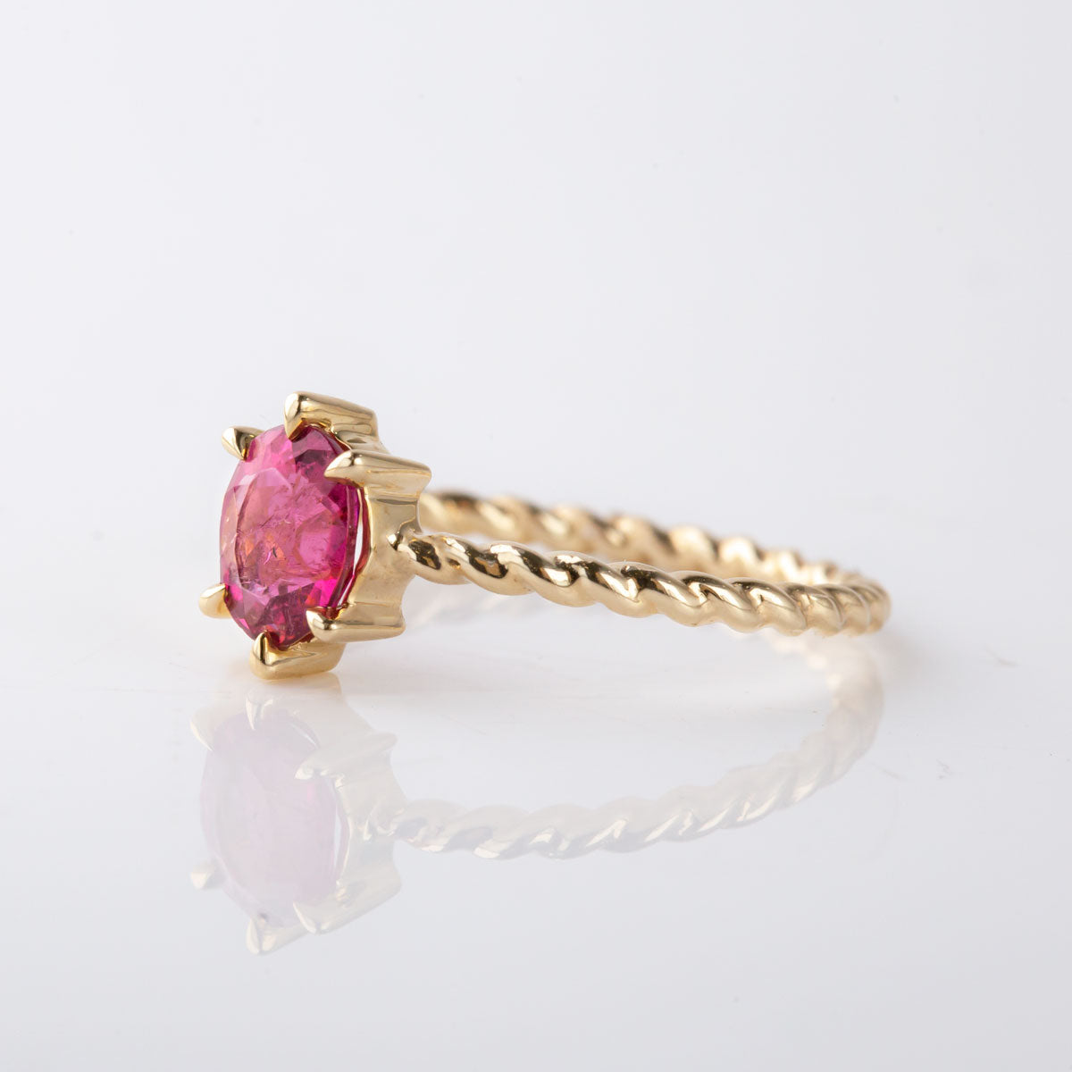 Candy Pink Tourmaline Tiny Treasure Ring in 9 carat Yellow Gold