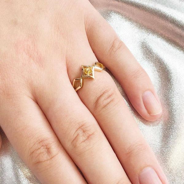 Celestial Elf Queen Golden Honey Diamond Ring in 9 carat Yellow Gold
