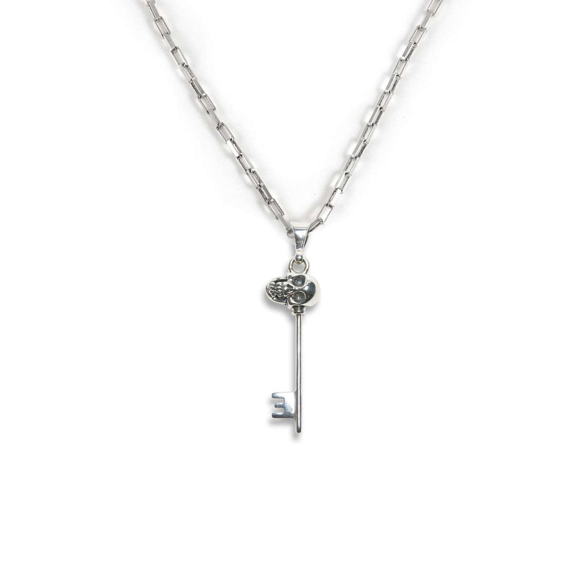 Stg Silver Skull Key Charm