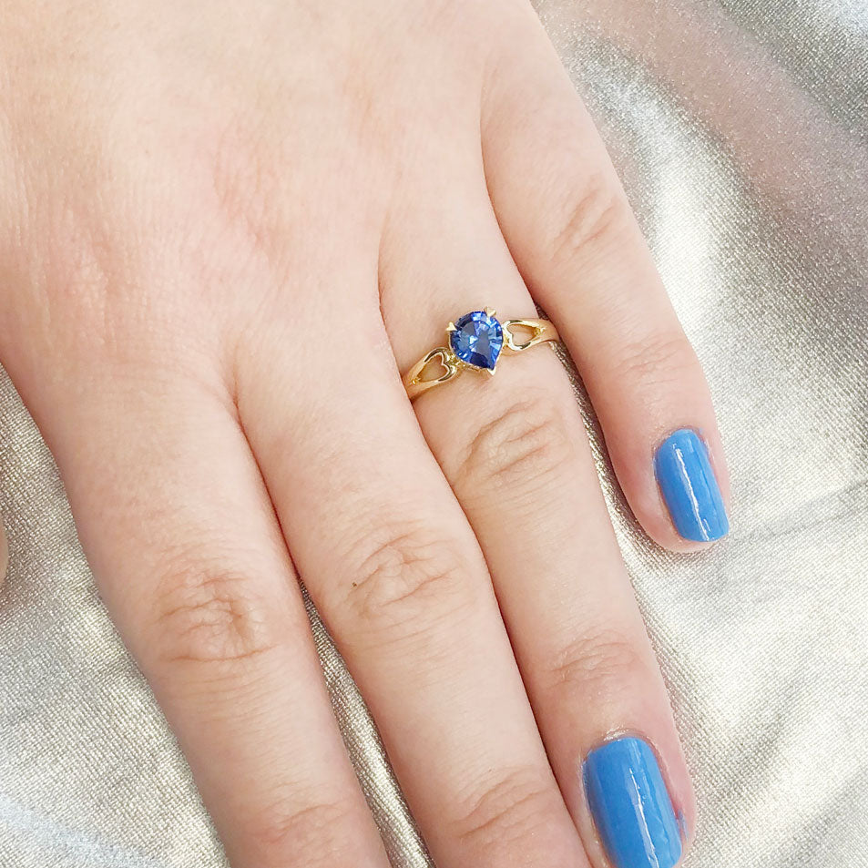 Men's Created Blue Sapphire & Diamond Ring 14K White Gold