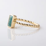 Electric Blue Tourmaline Tiny Treasure Ring in 9 carat Yellow Gold