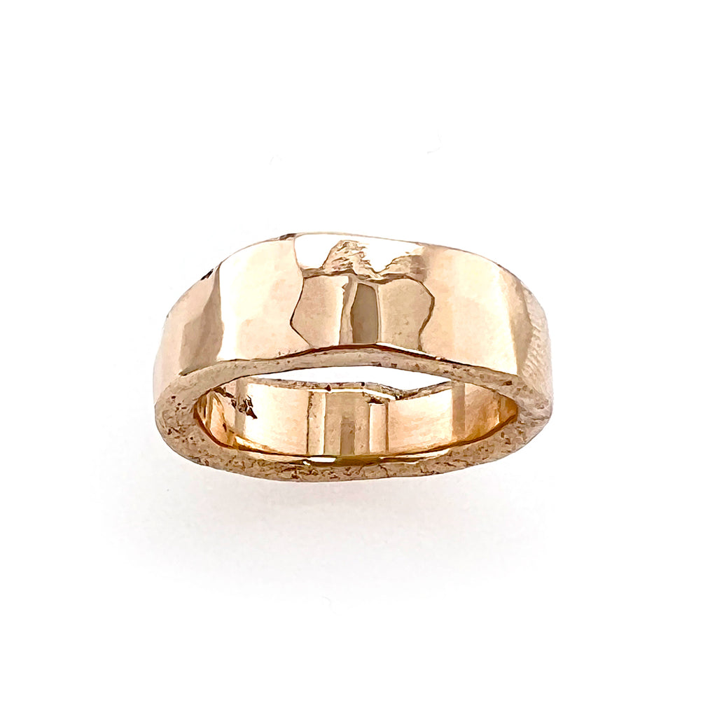 Forged Gold ring solid 9 carat Yellow Gold