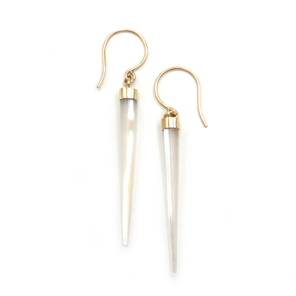 14 carat Gold Mother of Pearl Icicle Earrings