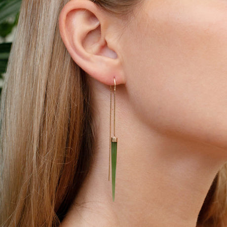 14 carat Gold Pounamu Slipstream Earrings