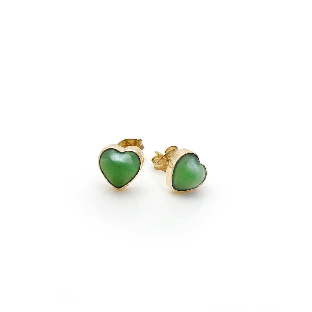 14 carat Gold Pounamu Heart Studs